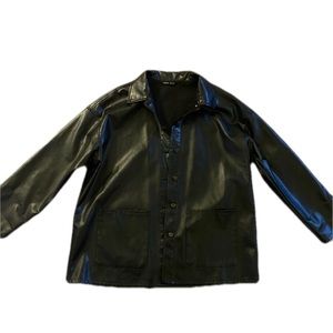 Women oversized leather jacket